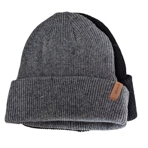 NWOT (2) BULA Unisex Merino Wool Blend‎ Beanie Hats (2) Gray and Black